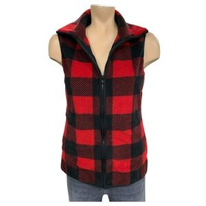 Chaps Red and Black Plaid Vest Size S